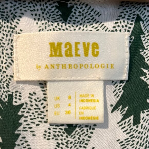 Maeve Long Sleeve Blouse Pine Tree Print - Size 4 - Picture 4 of 6